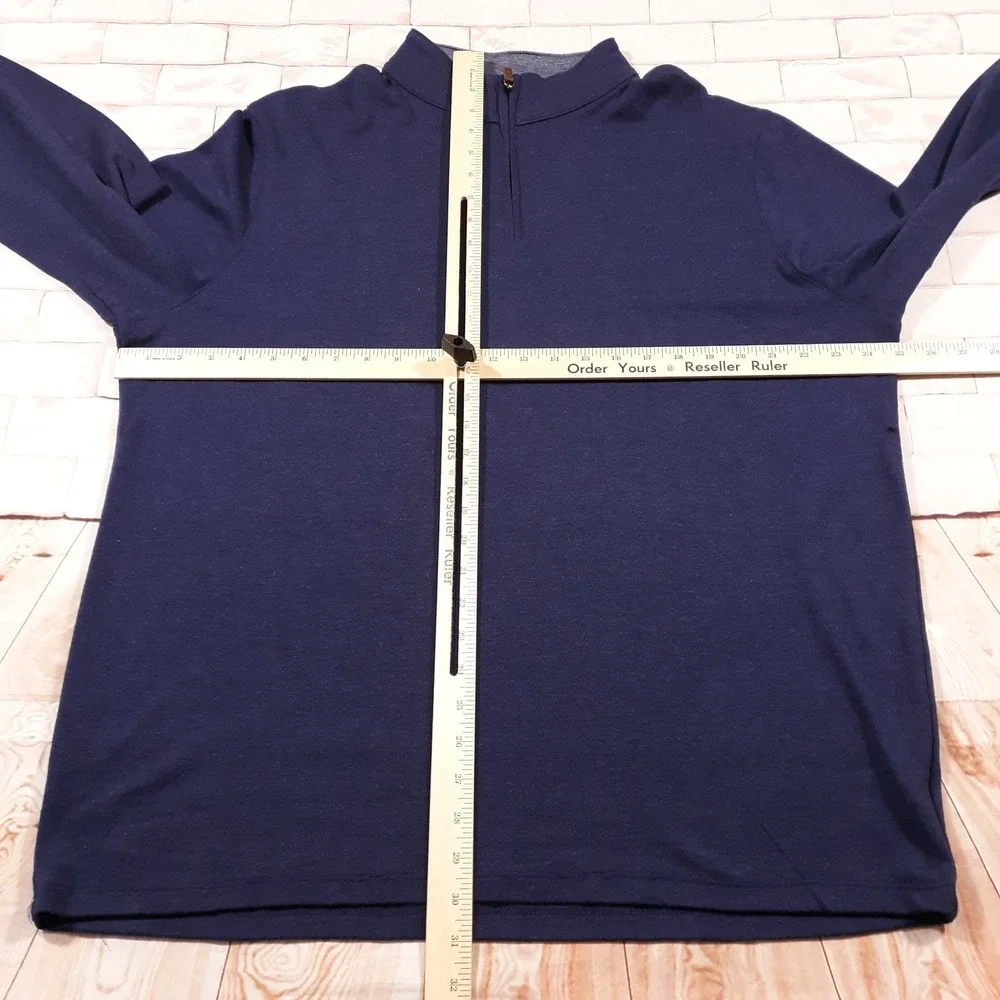 Mizzen + Main Sweater Mens 2XL Trim Fit Pullover 1/4 Zip Blue Made In USA